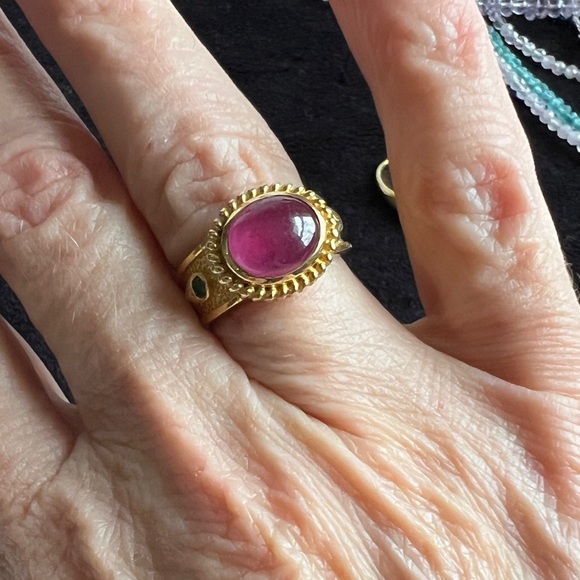 Ruby and Emerald 14K Gold Vermeil over Sterling Silver Ring - Picture 2 of 6